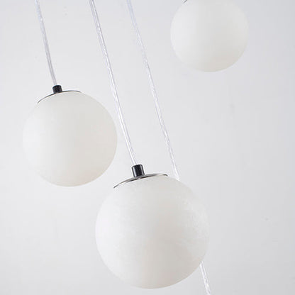 Black Chandelier With Alabaster Pendants