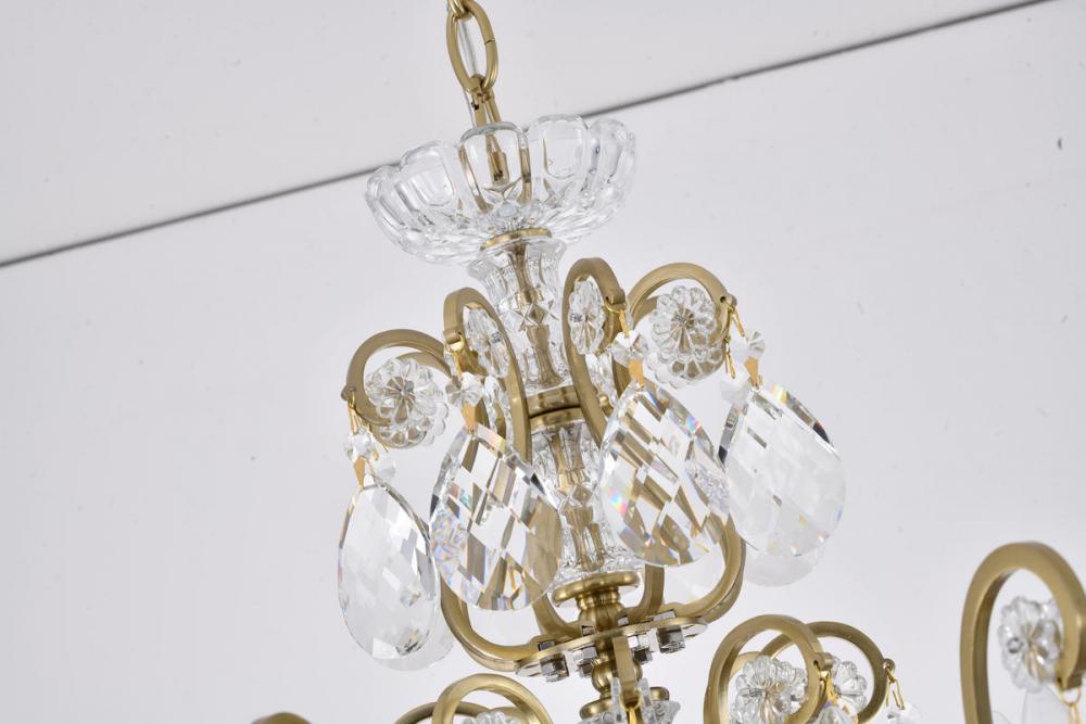 Matte Black Chandelier with Clear Hanging Crystals & Glass Accents