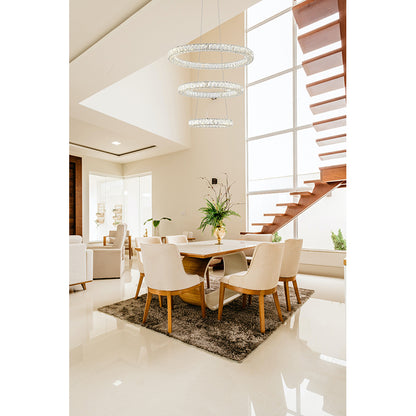 Chrome Three-Tier Crystal LED Chandelier