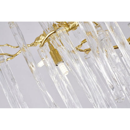 Solid Brass Aluminum Frame Chandelier with Glass Drops