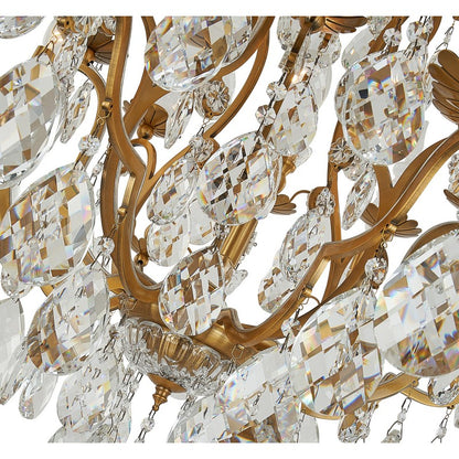 Pewter Metal Frame Chandelier with Clear Hanging Crystals