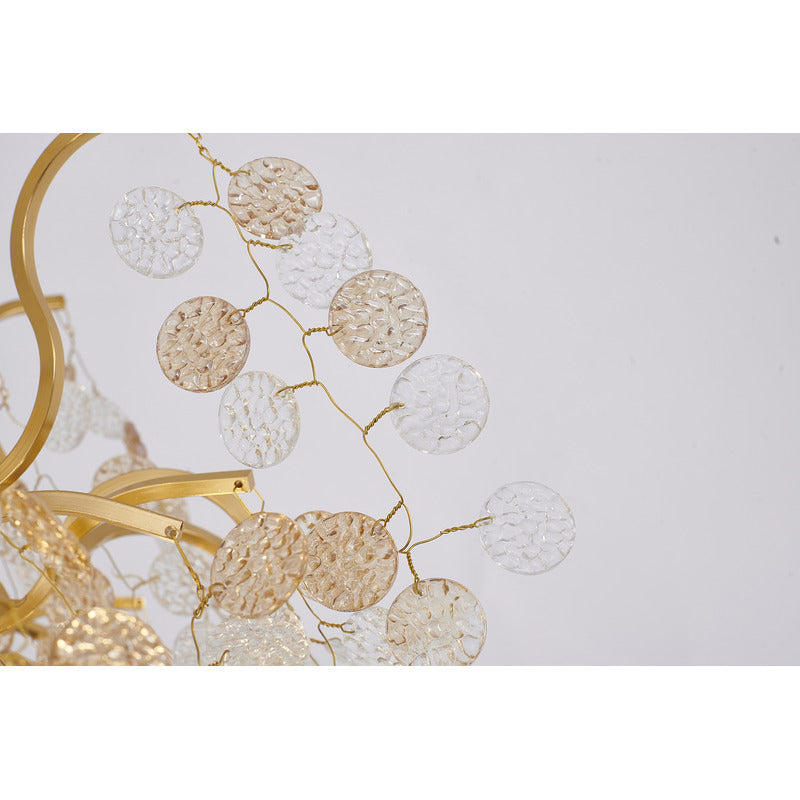Gold Chandelier With Clear & Champagne Glass Hanging Petals