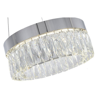 Chrome LED Chandelier with Hanging Crystals