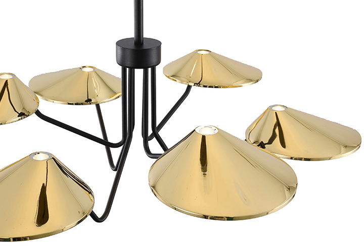 Black and Shiny Brass LED Chandelier