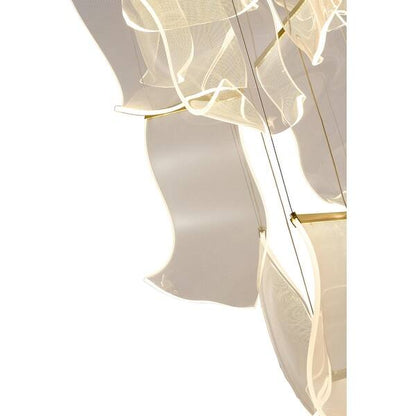 Modern Brass Chandelier with Crumbled Acrylic Pendants