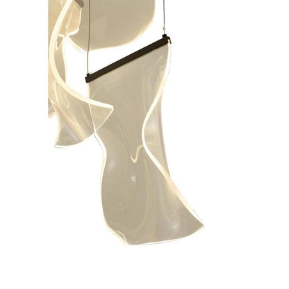 Satin Black LED Chandelier with Acrylic Crumbled Sheet Pendants
