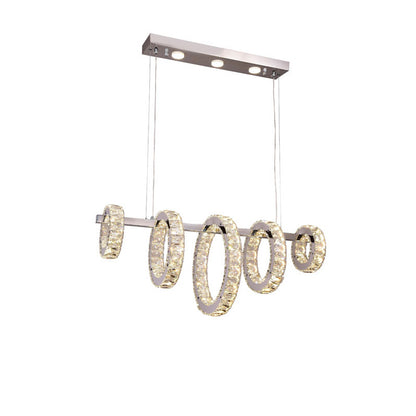 Five-Ring Chrome Crystal LED Chandelier