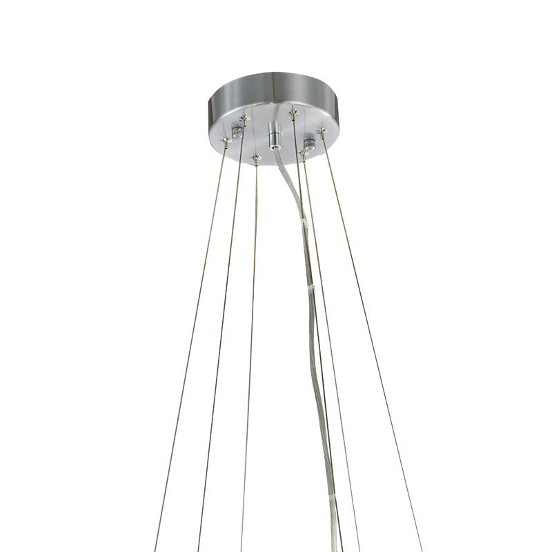 Two Tier Stainless Steel Hairlines Chandelier With Clear Hanging Crystals