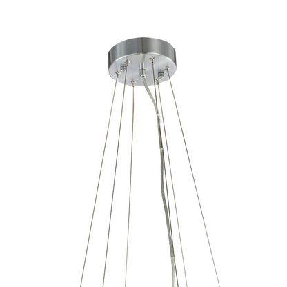 Two Tier Stainless Steel Hairlines Chandelier With Clear Hanging Crystals