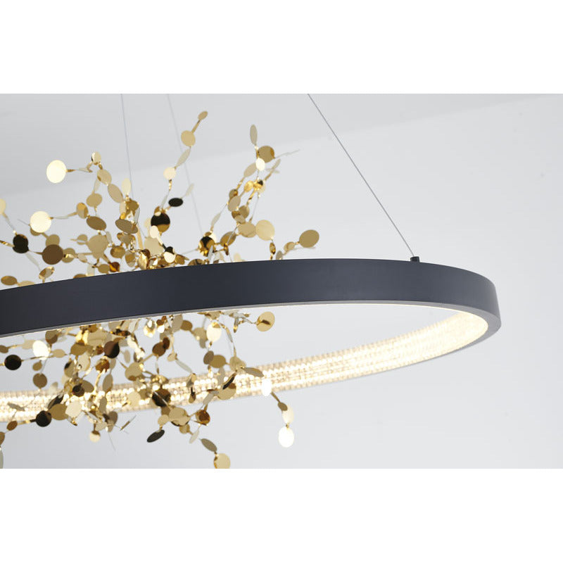 Ring LED Chandelier with Mirror Gold Sparkle