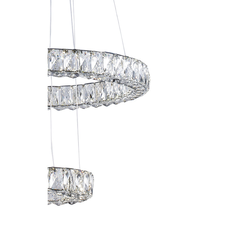 Chrome Double Halo Crystal LED Chandelier