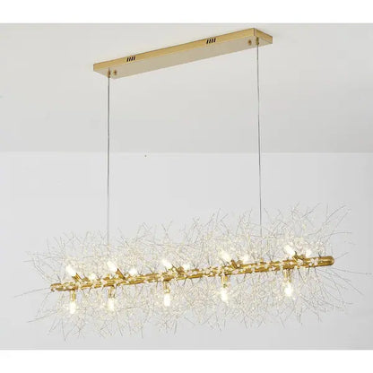 Brass Linear Frame Chandelier With Clear Crystal Spike Accents