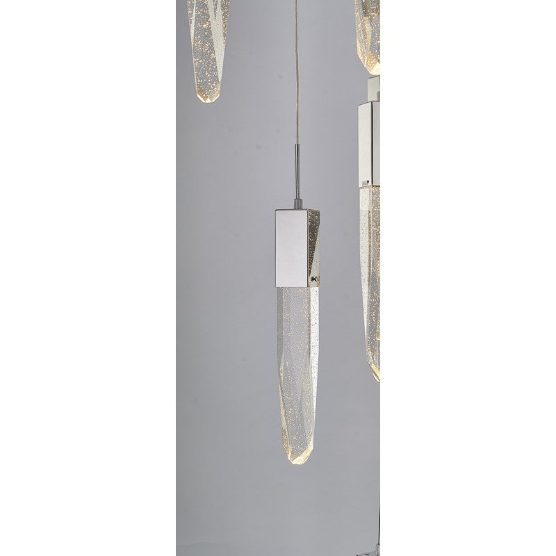 Flushed Chrome Frame Chandelier with Clear Bubble Hanging Crystal Pendants