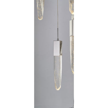 Flushed Chrome Frame Chandelier with Clear Bubble Hanging Crystal Pendants