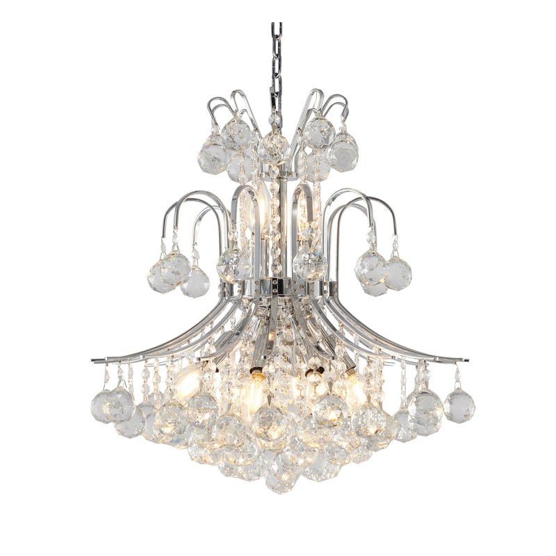 Satin Brass/Chrome Frame Chandelier with Clear Hanging Crystals