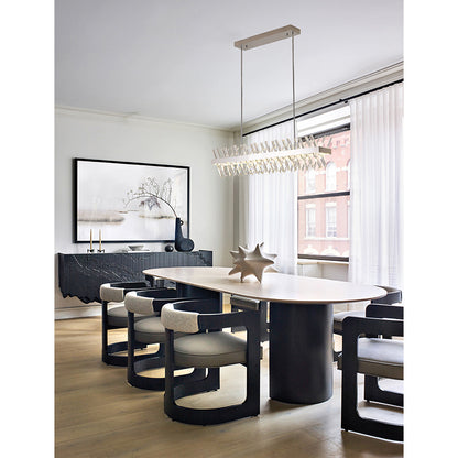 Rectangular Chrome Chandelier with Clear Crystal