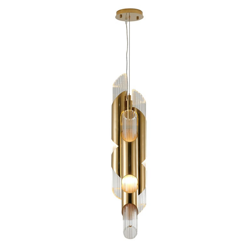 Gold Stainless Steel Pendant Light with Clear Glass Shade