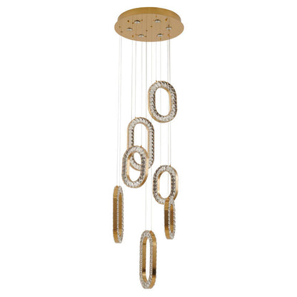 LED Chandelier With Oval Clear Crystal Hanging Pendants