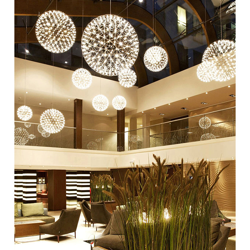 Gold LED Starburst Chandelier – 37" Modern Round Ceiling Light