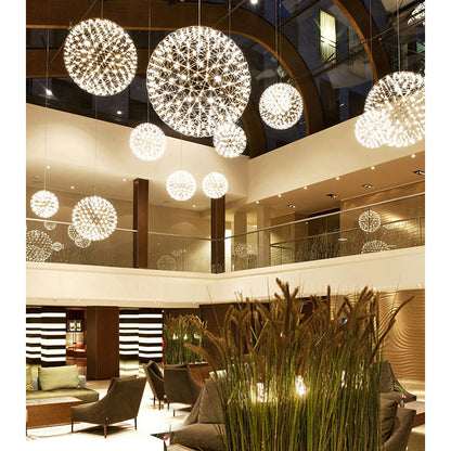 Gold LED Starburst Chandelier – 37" Modern Round Ceiling Light