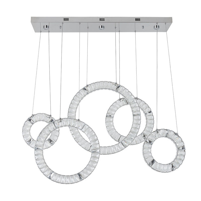 Five-Ring Clear Crystal LED Chandelier