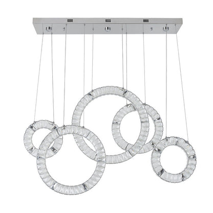 Five-Ring Clear Crystal LED Chandelier