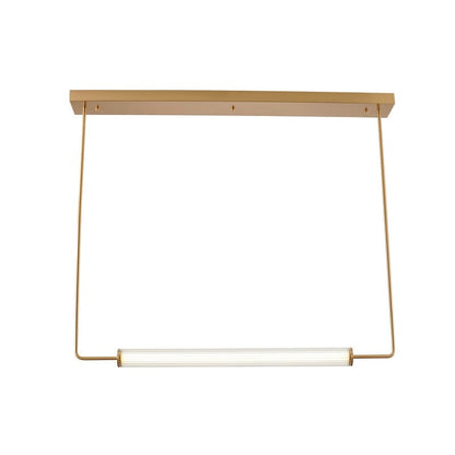 Sleek Brass Frame LED Chandelier with Dual Glass Cylinder Shades