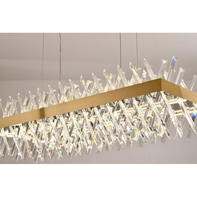 Dimmable Gold Metal LED Chandelier, Rectangular Design