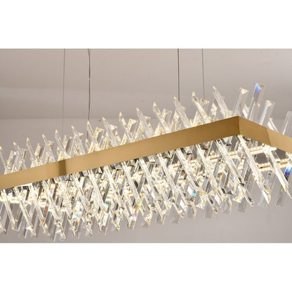 Dimmable Gold Metal LED Chandelier, Rectangular Design