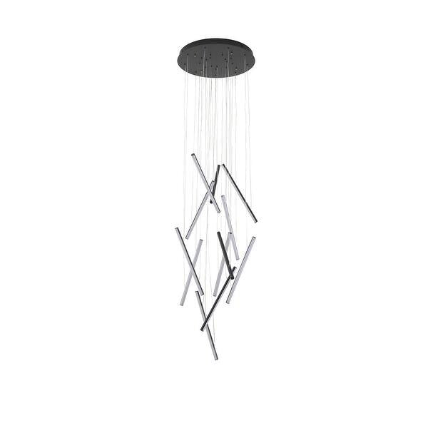 Satin Black Metal LED Chandelier With White Acrylic Diffusers