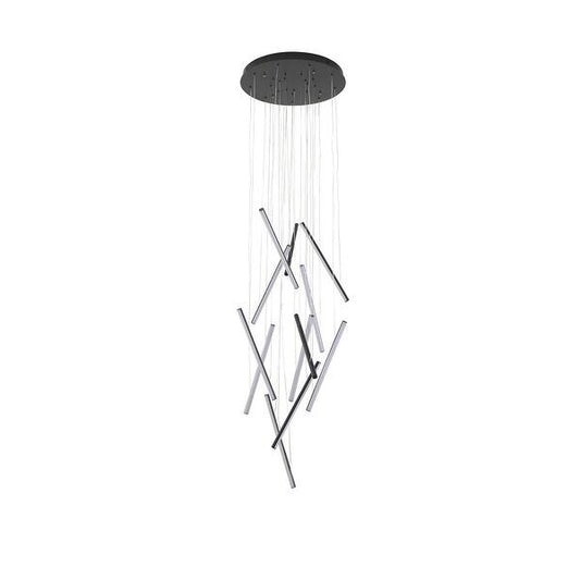 Satin Black Metal LED Chandelier With White Acrylic Diffusers