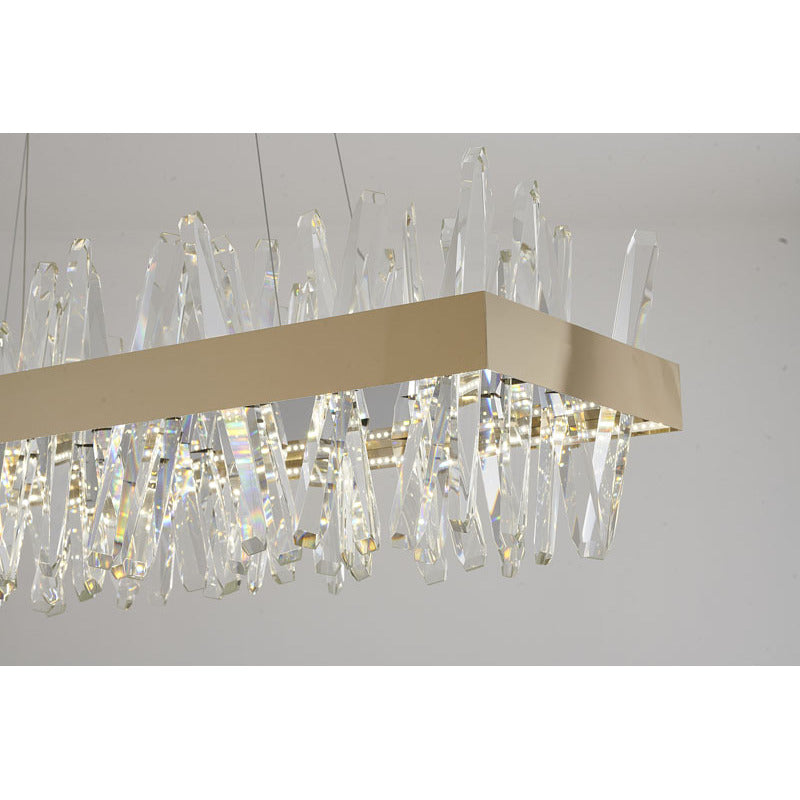 Gold Rectangular Crystal LED Chandelier