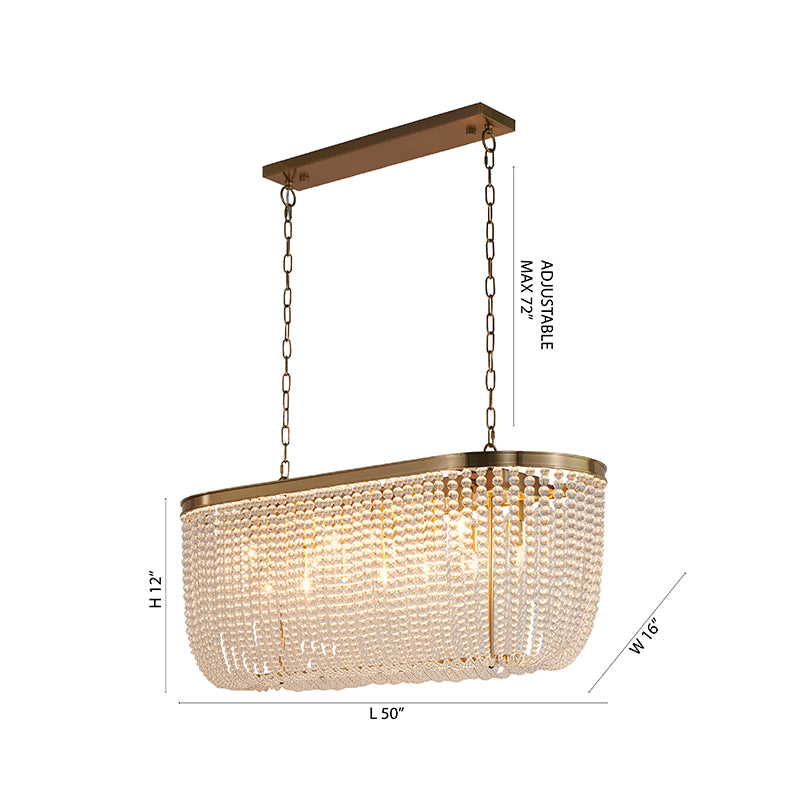 Oval Chandelier With Clear Hanging Crystal Beads