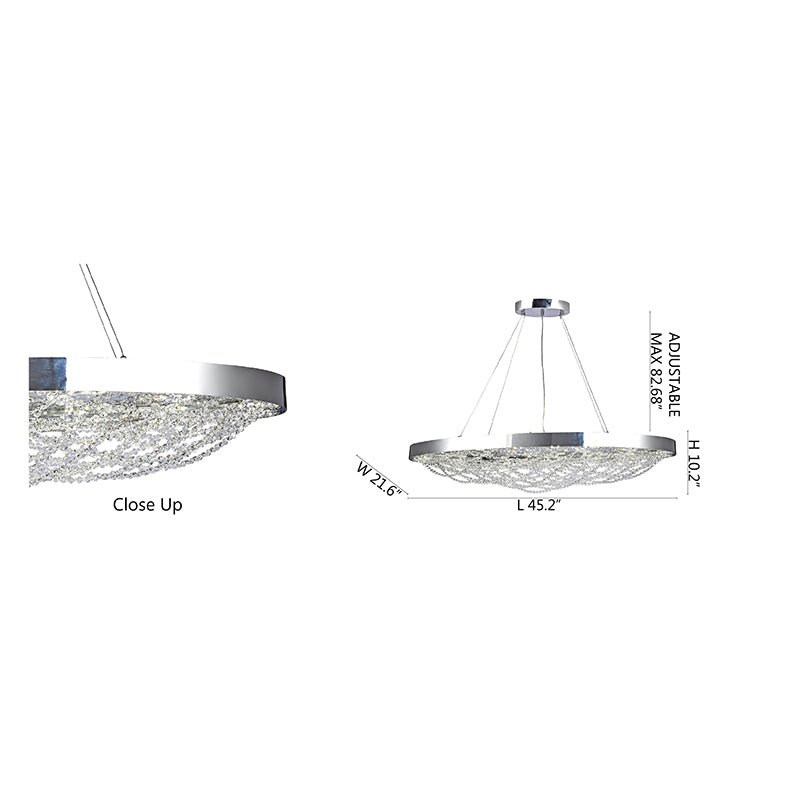 Chrome Frame LED Chandelier with Crystal Accents