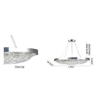 Chrome Frame LED Chandelier with Crystal Accents