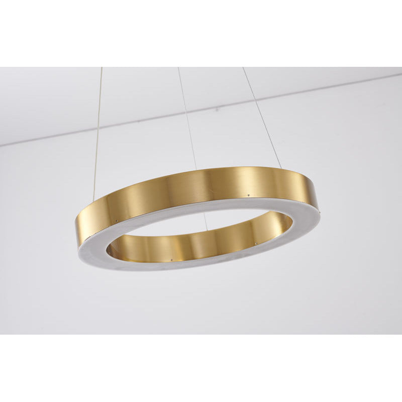 1-Light Gold LED Chandelier with Acrylic Bottom Lens