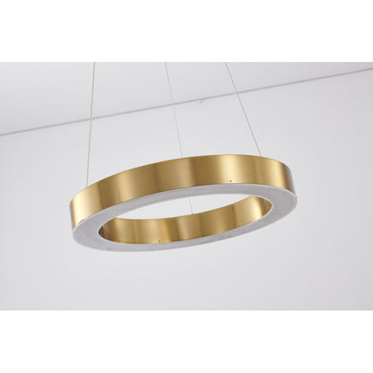 1-Light Gold LED Chandelier with Acrylic Bottom Lens