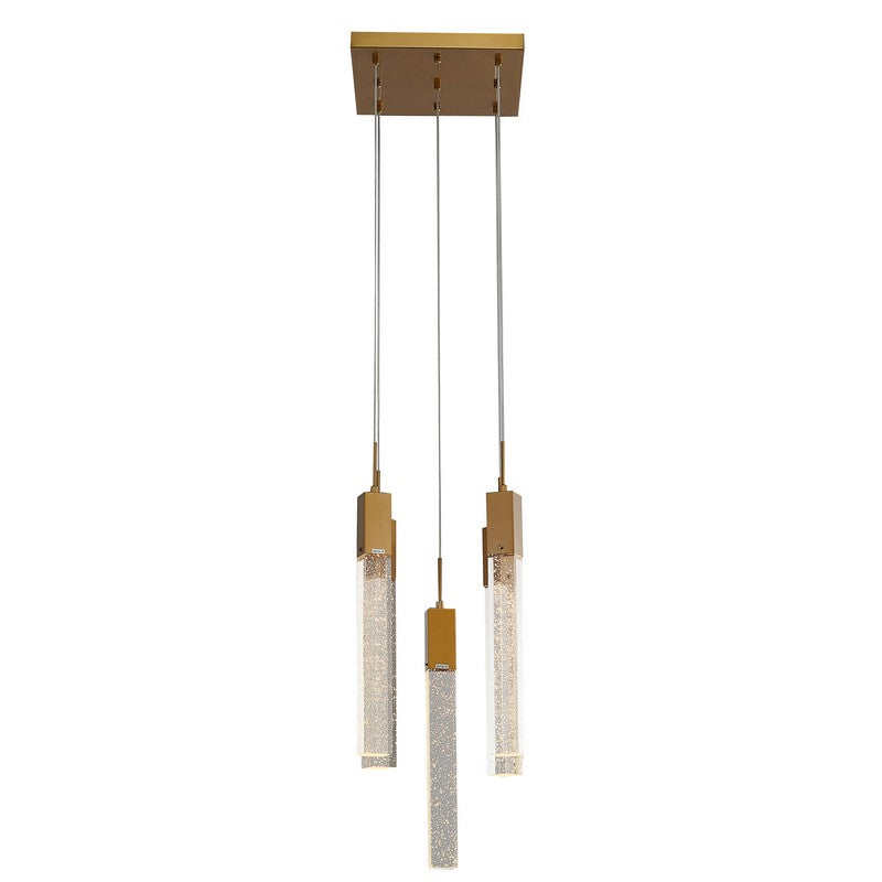 Flushed Chrome Frame Chandelier with Hanging Clear Block Crystal Pendants