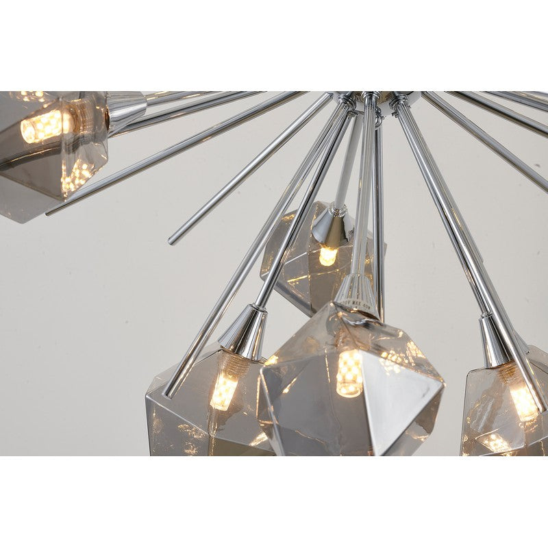 Elegant Iron Frame with Smoke Glass Shades & Adjustable Hanging Rods