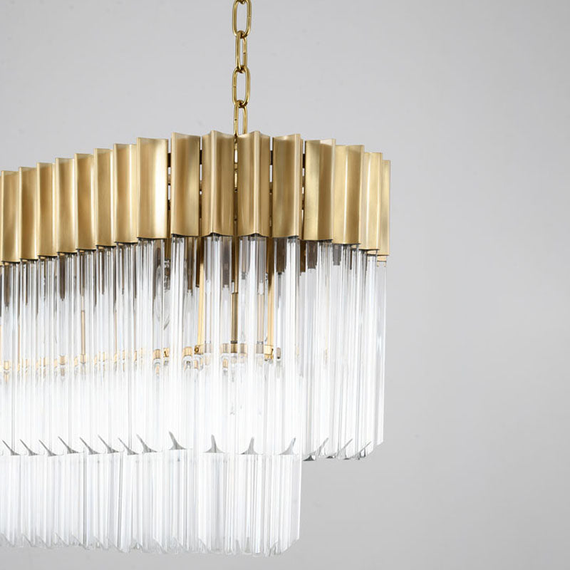 Oval Chandelier With Clear Hanging Crystals