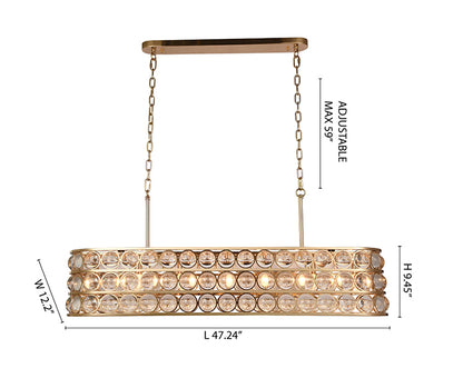 Gold Oval Chandelier With Clear Magnifying Glass