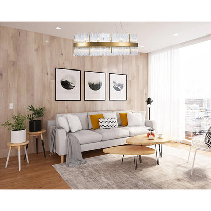 Gold Stainless Steel Oval Frame Chandelier With Clear Glass Rods