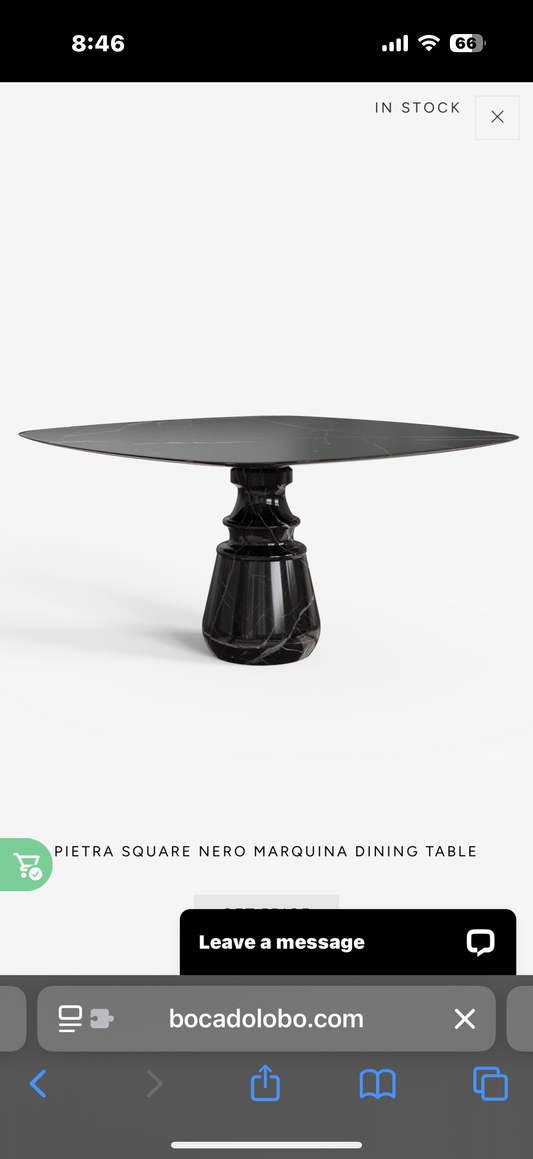 PIETRA SQUARE NERO MARQUINA DINING TABLE