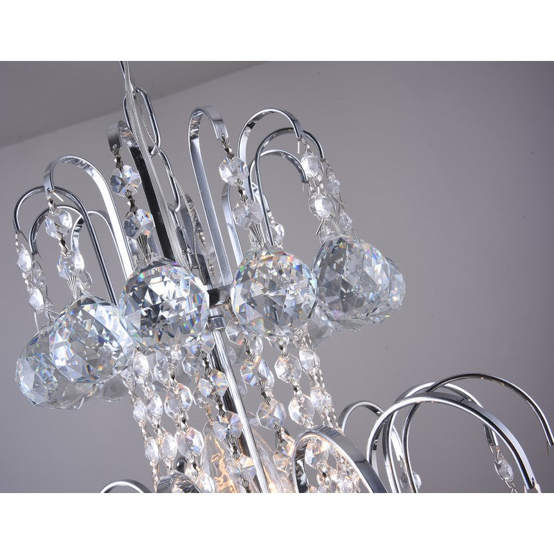 Satin Brass/Chrome Frame Chandelier with Clear Hanging Crystals
