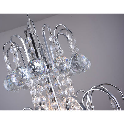 Satin Brass/Chrome Frame Chandelier with Clear Hanging Crystals