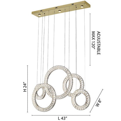 Five Clear Crystal Ring LED Chandelier