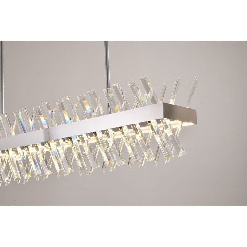 Rectangular Chrome Chandelier with Clear Crystal