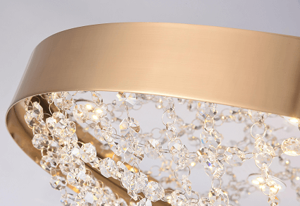 Copper Basket Crystal Chandelier - Close view