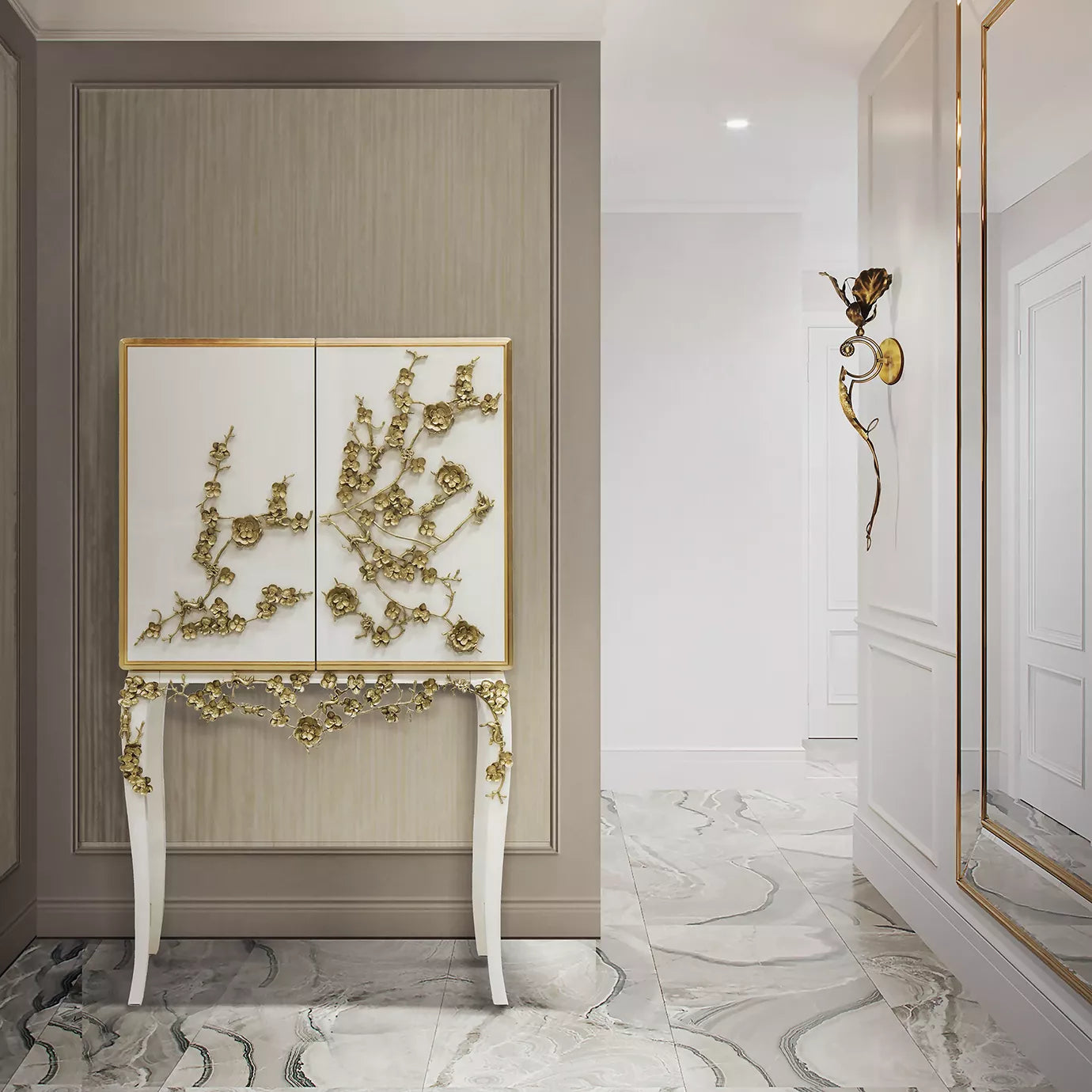 Spellbound Aged Mirror Bar Cabinet