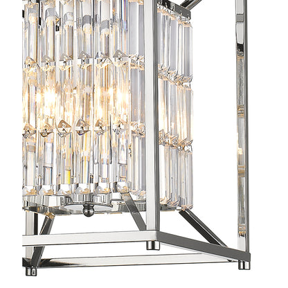 Cage Chandelier With Clear Hanging Crystals